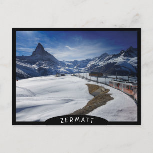 Gornergrat Eisenbahn und Matterhorn in Zermatt Postkarte