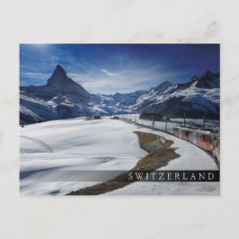 Gornergrat Eisenbahn und Matterhorn in Zermatt Postkarte