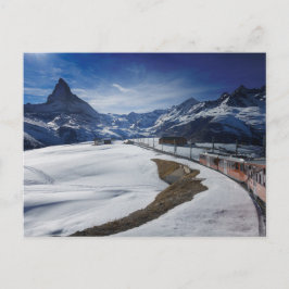 Gornergrat Eisenbahn und Matterhorn in Zermatt Postkarte