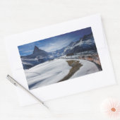 Gornergrat Eisenbahn und Matterhorn in Zermatt Rechteckiger Aufkleber (Umschlag)