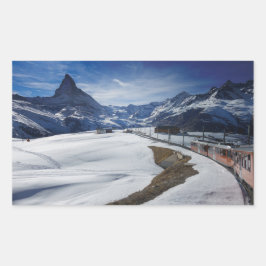 Gornergrat Eisenbahn und Matterhorn in Zermatt Rechteckiger Aufkleber