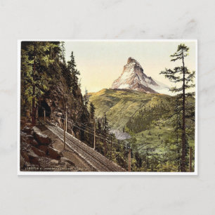 Gornergrat Eisenbahn und Matterhorn, Wallis, Alpen Postkarte