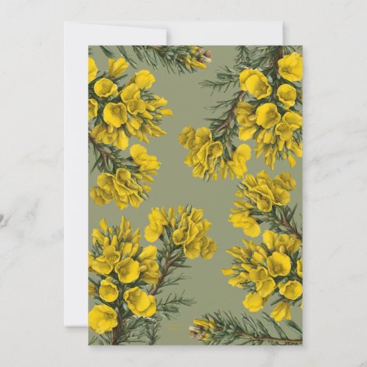 Gorse Botanical Pattern Invitation Einladung (Rückseite)