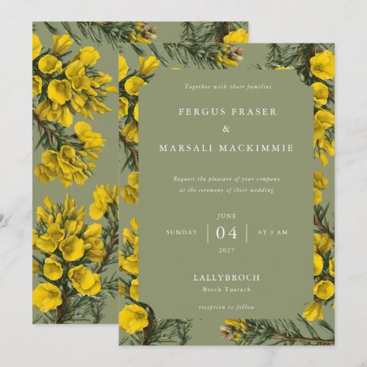 Gorse Botanical Pattern Invitation Einladung (Vorne/Hinten)