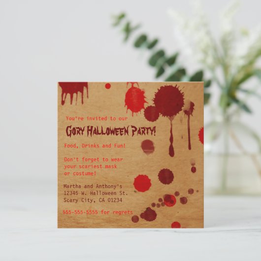 Gory Halloween-Party Bash Einladung (Stehend Vorderseite)