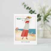 Gose French Art Deco Fashion Illustration Postkarte (Stehend Vorderseite)