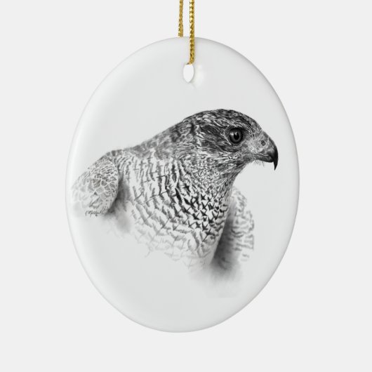 Goshawk Zeichnend Keramikornament (Rechts)