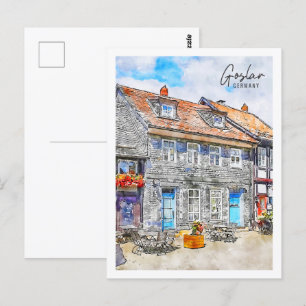 Goslar Deutschland Reiseort Wasserfarbe Postkarte