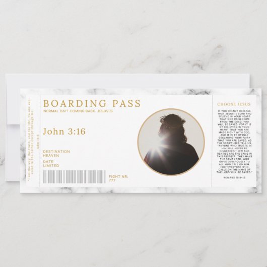 Gospel Boarding Pass Englisch Einladung (Vorderseite)