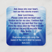 Gospel-Traktkarte Quadratische Visitenkarte (Rückseite)