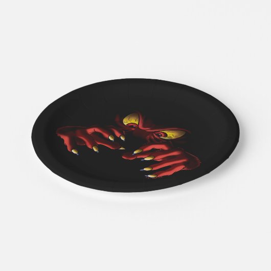 Gossamer erreicht aus den Schatten Pappteller (Schrägansicht)