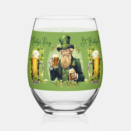 Gossip St. Paddy's Day Kleeblatts Irish Beer Lucky Weinglas Ohne Stiel (Vorderseite)