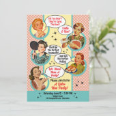 Gossiping Housefrau Hen Party Brautparty Einladung (Stehend Vorderseite)