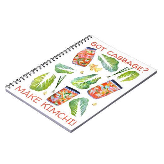 Got Cabbage? Machen Sie Kimchi Fun Spicy Watercolo Notizblock (Linke Seite)