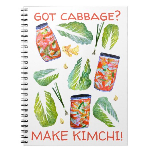 Got Cabbage? Machen Sie Kimchi Fun Spicy Watercolo Notizblock (Vorderseite)