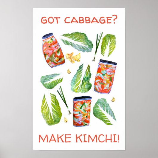 Got Cabbage? Machen Sie Kimchi Fun Spicy Watercolo Poster (Vorne)