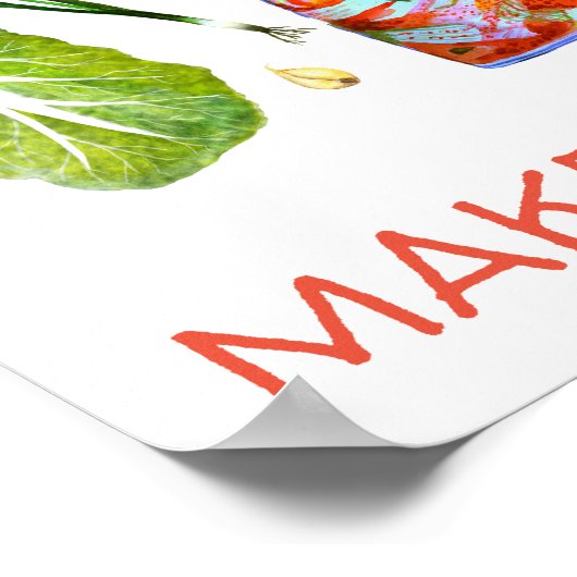 Got Cabbage? Machen Sie Kimchi Fun Spicy Watercolo Poster (Ecke)