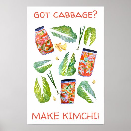 Got Cabbage? Machen Sie Kimchi Fun Spicy Watercolo Poster (Vorne)