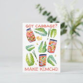 Got Cabbage? Machen Sie Kimchi Fun Spicy Watercolo Postkarte (Stehend Vorderseite)