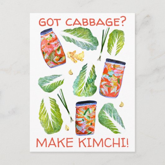 Got Cabbage? Machen Sie Kimchi Fun Spicy Watercolo Postkarte (Vorderseite)