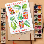 Got Cabbage? Machen Sie Kimchi Fun Spicy Watercolo Postkarte<br><div class="desc">Karo aus diesem super coolen frischen und lustigen Fermentiermuster. Kimchi-Zutaten fliegen auf dieser niedlichen Postkarte herum. Handgemalt in Wasserfarbe von mir für Sie! Ändern Sie den Text, wenn Sie wollen! Und vergewissern Sie sich, dass mein Shop für weitere Produkte und Designs Karo! Und natürlich kommen Sie in die Touch, wenn...</div>