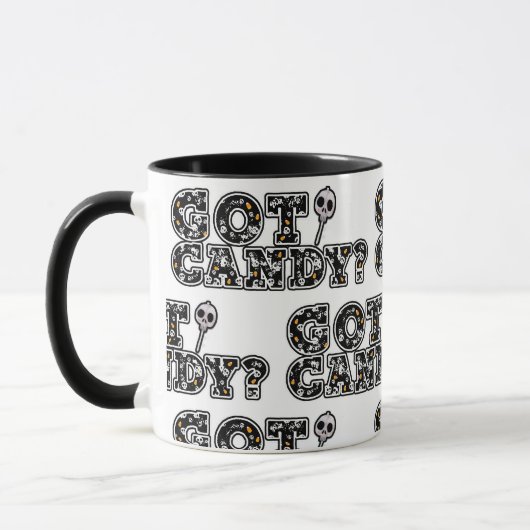 Got Candy? Schwarz-Weiß-Skulls Weicher Halloween Tasse (Links)