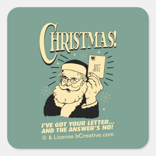 Got deinen Brief. Die Antwort lautet Nein Quadratischer Aufkleber (Vorderseite)