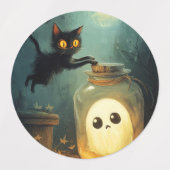 Got dir Halloween Black Cat und Ghost Etiketten (Design 1)