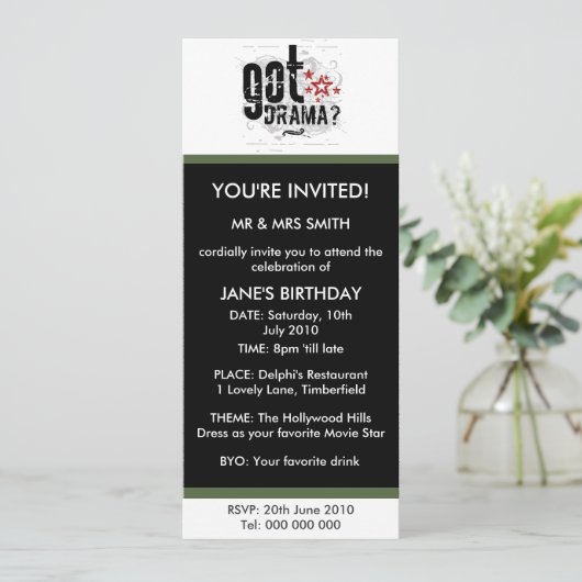 Got Drama? Einladung (Stehend Vorderseite)