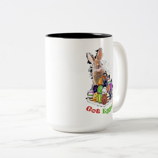 Got Eier? Funny Oaster Bunny Eggs Zweifarbige Tasse (VorderseiteRechts)