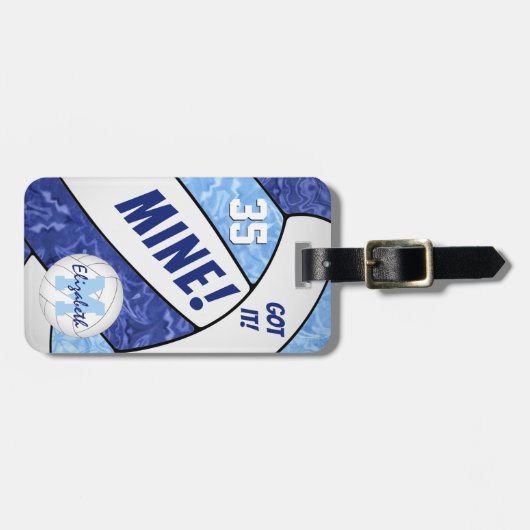 Got es! Die blaue Volleyballmannschaft des Mädchen Gepäckanhänger (Vorderseite horizontal)