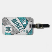 Got es! Mädchen aquamarin, graue, weiße Volleyball Gepäckanhänger (Vorderseite horizontal)