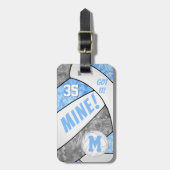 Got es! Mädels blauen grauen Volleyballfarben Gepäckanhänger (Vorderseite vertikal)