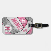 Got es! Mädels rosa, graue Volleyball Gepäckanhänger (Vorderseite horizontal)