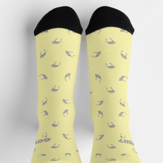 Got Fisch? In hellgelb und grau Socken (Oben)