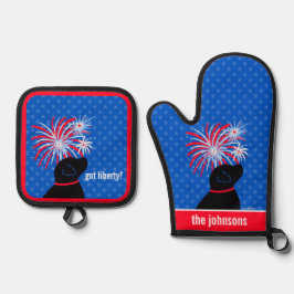 Got Freiheit? Black Dog Oven Mitt Set
