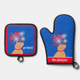 Got Freiheit? Yellow Dog Küchentuch Ofenhandschuh & Topflappen-Set