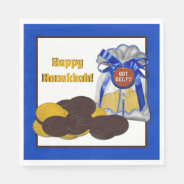 Got-Gelt-Schokolade-Coin-Grouping-Blau- Serviette