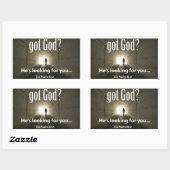 got Gott? Er sucht dich! Rechteckiger Aufkleber (Blatt)