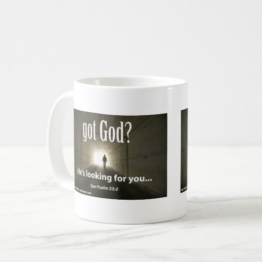 got Gott? Er sucht nach dir, anpassbar Kaffeetasse (Vorderseite Links)