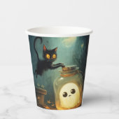Got - Halloween Cat und Ghost Pappbecher (Vorderseite)