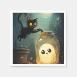 Got - Halloween Cat und Ghost Serviette