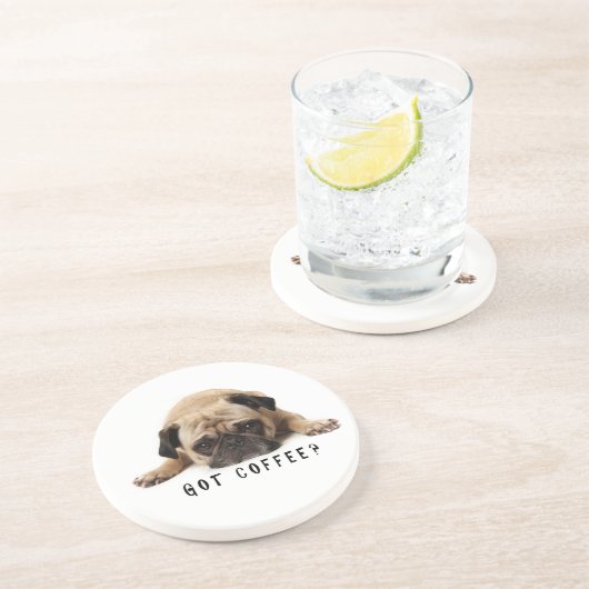 Got Kaffee? Mops-Untersetzer Getränkeuntersetzer (Seite)
