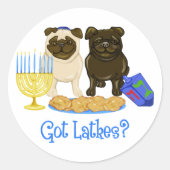 Got Latkes? Hanukkah Mops Stickers (Vorderseite)