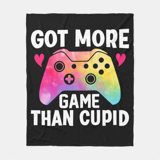 Got mehr Spiel als Cupid Valentine Video Game Fleecedecke (Vorderseite)