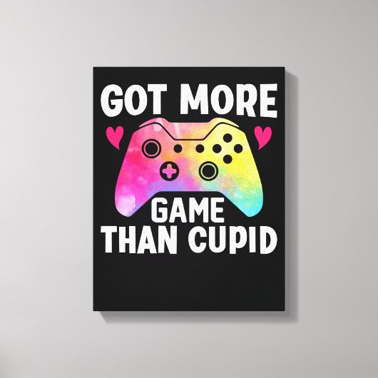 Got mehr Spiel als Cupid Valentine Video Game Leinwanddruck (Vorderseite)