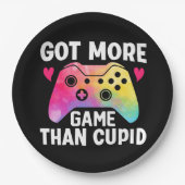 Got mehr Spiel als Cupid Valentine Video Game Pappteller (Vorderseite)