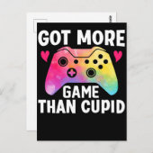 Got mehr Spiel als Cupid Valentine Video Game Postkarte (Vorne/Hinten)