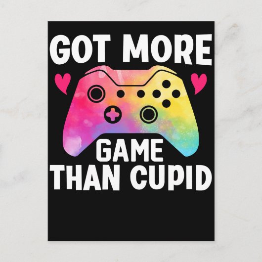 Got mehr Spiel als Cupid Valentine Video Game Postkarte (Vorderseite)