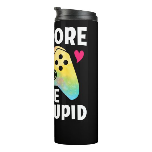 Got mehr Spiel als Cupid Valentine Video Game Thermosbecher (Nach rechts gedreht)